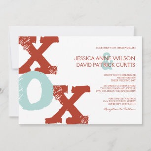 Red and Blue XOX Wedding Invitation