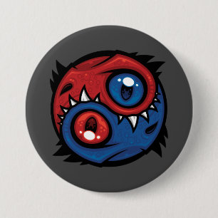Red and Blue Yin Yang Dragons 7.5 Cm Round Badge