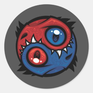 Red and Blue Yin Yang Dragons Classic Round Sticker
