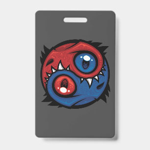 Red and Blue Yin Yang Dragons ID Badge