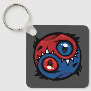 Red and Blue Yin Yang Dragons Key Ring