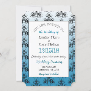 Red and BlueDamask Wedding Invitations
