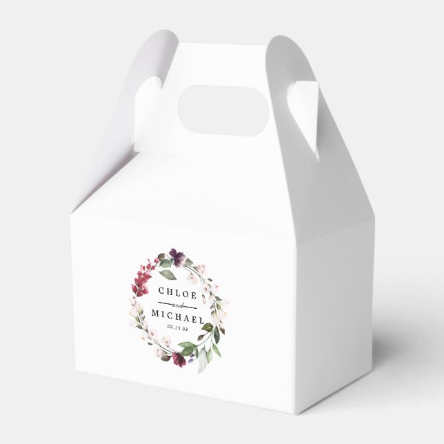 Red and Blush Pink Floral Wreath Favour Box (Back Side)