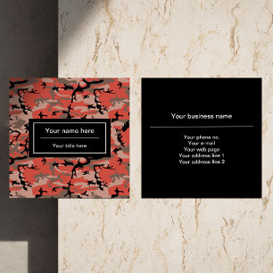 Red and Brown Camo, Camouflage, Military, Army Square Business Card
