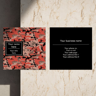 Red and Brown Camo, Camouflage, Military, Army Square Business Card