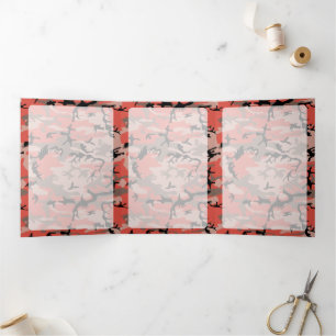 Red and Brown Camo, Camouflage, Military, Army Tri-Fold Card
