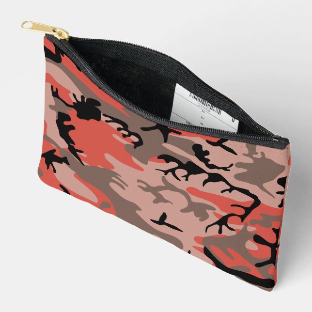 Red and Brown Camouflage, Military, Army Accessory Pouch (Open)