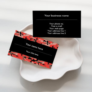 Red and Brown Camouflage, Military, Army Business Card