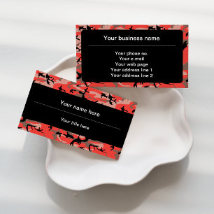 Red and Brown Camouflage, Military, Army Business Card
