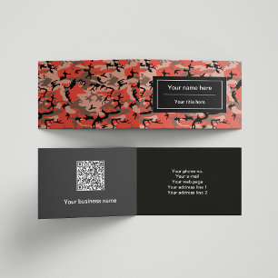 Red and Brown Camouflage, Military, Army Business Card