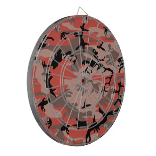 Red and Brown Camouflage, Military, Army Dartboard
