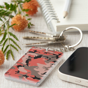 Red and Brown Camouflage, Military, Army Key Ring