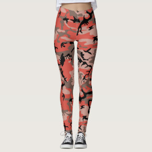 Red and Brown Camouflage, Military, Army Leggings