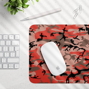 Red and Brown Camouflage, Military, Army Mouse Mat
