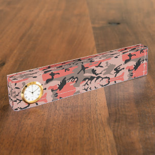 Red and Brown Camouflage, Military, Army Nameplate