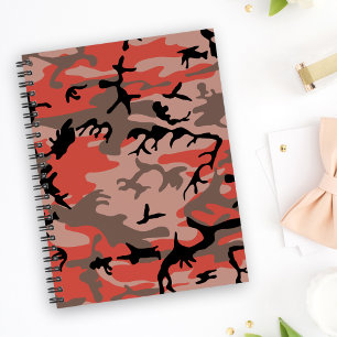 Red and Brown Camouflage, Military, Army Notebook