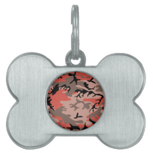 Red and Brown Camouflage, Military, Army Pet ID Tag