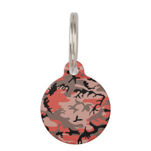 Red and Brown Camouflage, Military, Army Pet Tag