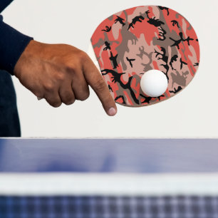 Red and Brown Camouflage, Military, Army Ping Pong Paddle