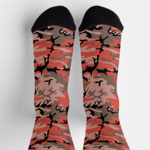 Red and Brown Camouflage, Military, Army Socks