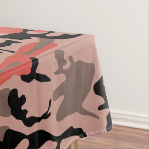Red and Brown Camouflage, Military, Army Tablecloth