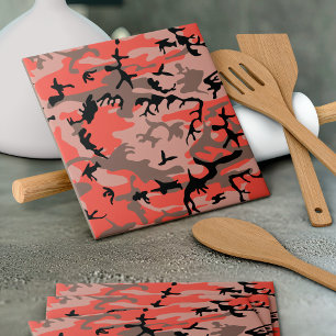 Red and Brown Camouflage, Military, Army Tile