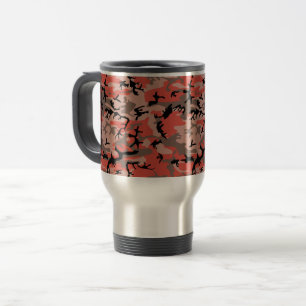 Red and Brown Camouflage, Military, Army Travel Mug