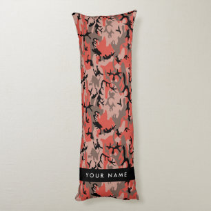 Red and Brown Camouflage Your name Personalise Body Cushion