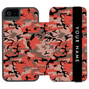 Red and Brown Camouflage Your name Personalise Incipio Watson™ iPhone 5 Wallet Case