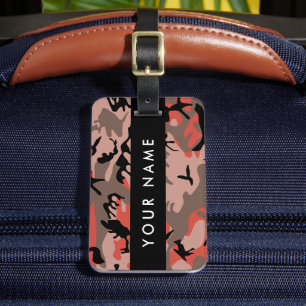 Red and Brown Camouflage Your name Personalise Luggage Tag