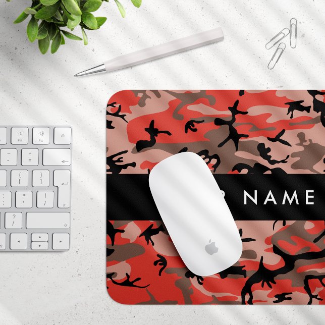 Red and Brown Camouflage Your name Personalise Mouse Mat (Creator Uploaded)