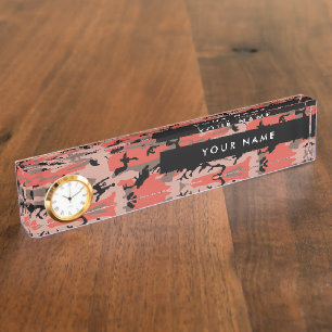Red and Brown Camouflage Your name Personalise Nameplate
