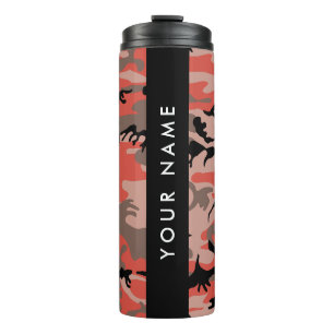Red and Brown Camouflage Your name Personalise Thermal Tumbler