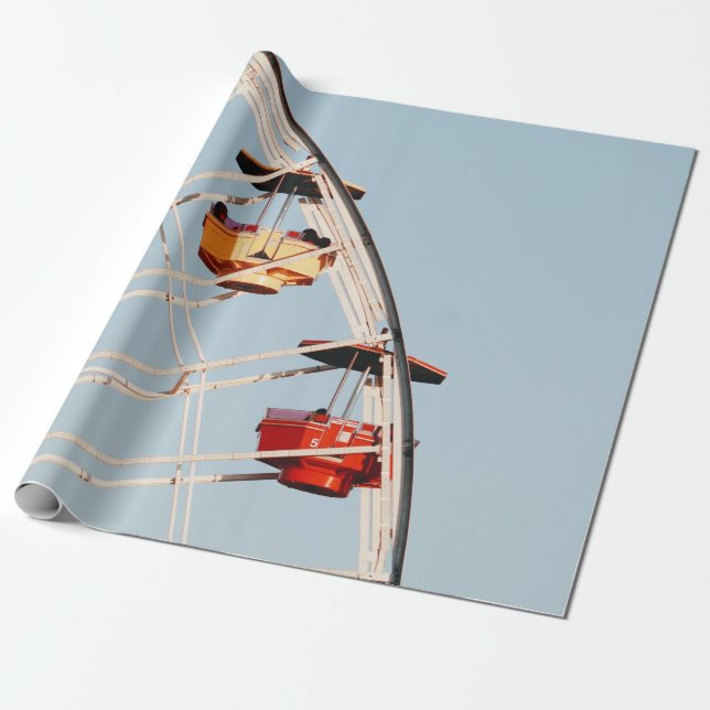 Red and brown carousel wrapping paper (Unrolled)