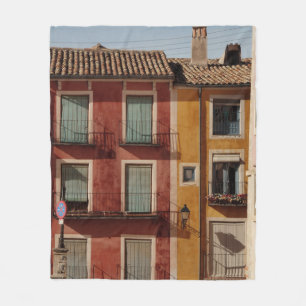 RED AND BROWN CONCRETE BUILDING PHOTOGRAPHY FLEECE BLANKET