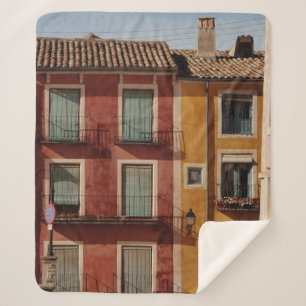 RED AND BROWN CONCRETE BUILDING PHOTOGRAPHY SHERPA BLANKET