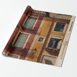 RED AND BROWN CONCRETE BUILDING PHOTOGRAPHY WRAPPING PAPER