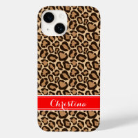 Red and Brown Leopard Print Monogram