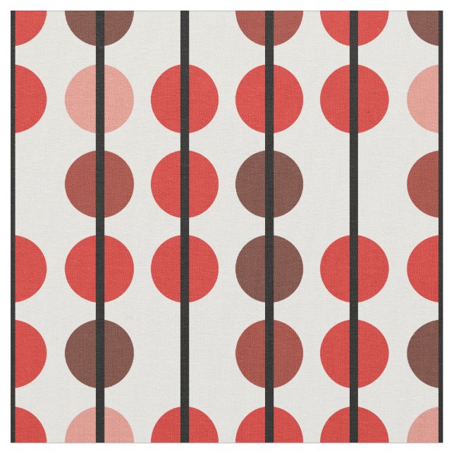 Red and Brown Polka Dot Stripe Pattern Fabric (Close Up)