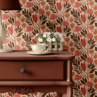 Red and Brown Vintage Floral