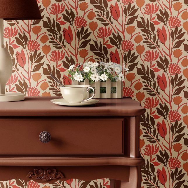 Red and Brown Vintage Floral  Wallpaper (Creator Uploaded)