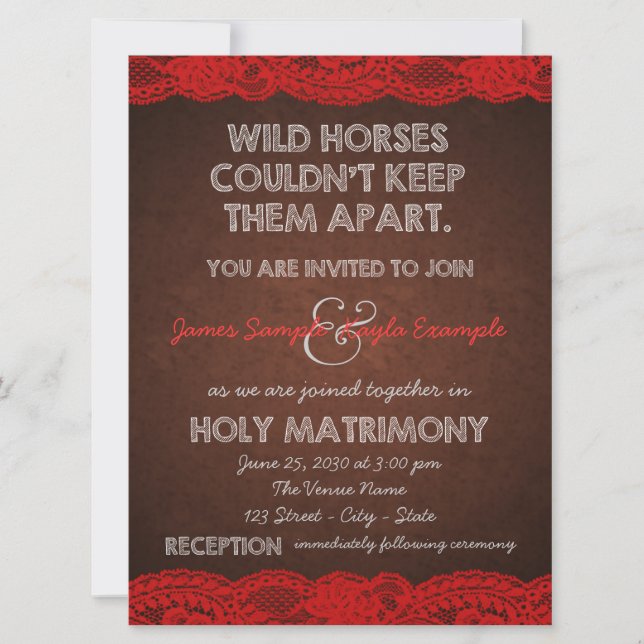Red and Brown Wedding Invitation (Front)