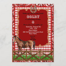 Red and Brown Western Horse Invitation