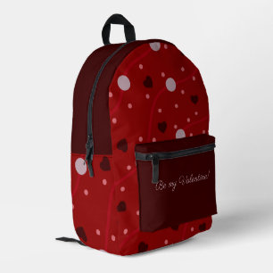 Red and Burgundy Polka Dots and Hearts Valentine Printed Backpack