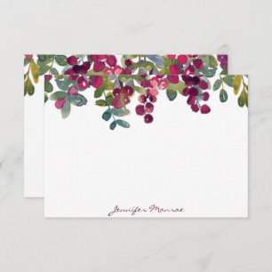 Red and burgundy watercolor floral personalised card