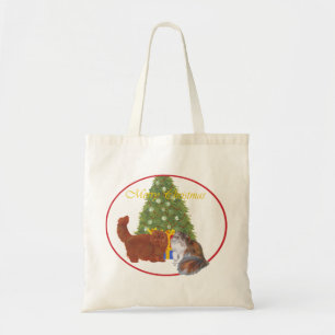 Red and Calico Persian Cats Christmas Tote Bag