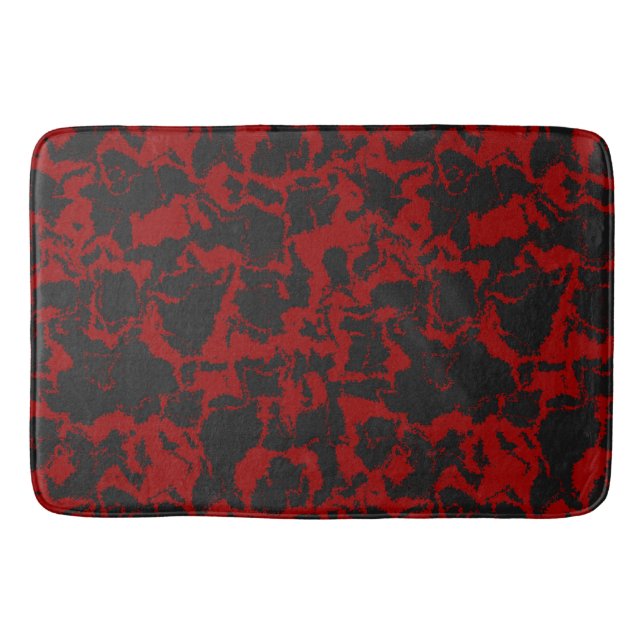 Red and Charcoal abstract   Bath Mat (Front)