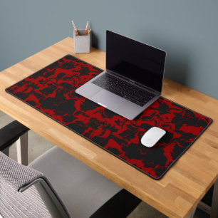 Red and Charcoal abstract Towel Desk Mat