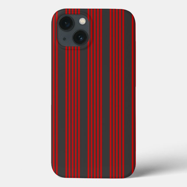 Red and charcoal five stripe pattern Case-Mate iPhone case (Back)