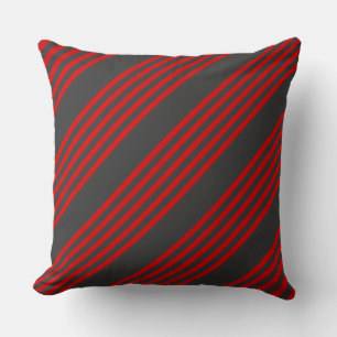 Red and charcoal five stripe pattern cushion